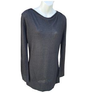 Shin Choi Long Sleeve Wide Neck Pullover Viscose Blend Sweater Black Size Medium